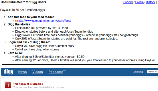 Banned from DIGG?